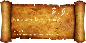 Paszternák Jenő névjegykártya